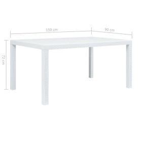 vidaXL Patio Table White 59"x35.4"x28.3" Plastic Rattan Look