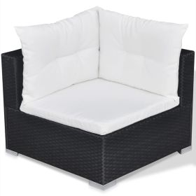 vidaXL 10 Piece Patio Lounge Set with Cushions Poly Rattan Black