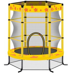 55 Inch Kids Trampoline With Safety Enclosure Net, 4.5FT Outdoor Indoor Trampoline For Kids Purple