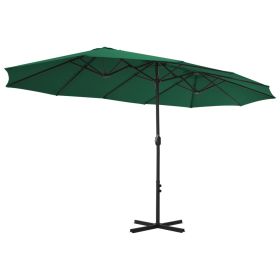 vidaXL Garden Parasol with Aluminium Pole 460x270 cm Green