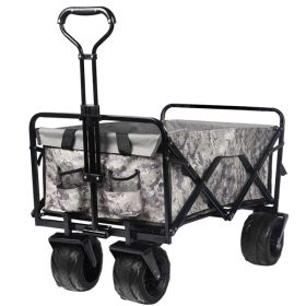 Foldable Heavy ATV, Outdoor Folding Practical Camping Garden ATV, Universal Wheels Adjustable Handle Shopping - Camouflage