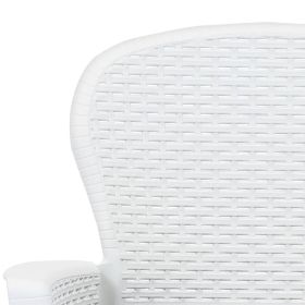 vidaXL Patio Chairs 2 pcs with Cushion White Plastic Rattan Look