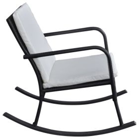 vidaXL Outdoor Rocking Chair Black Poly Rattan