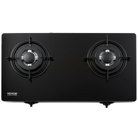 VEVOR Gas Cooktop 28 inch, Max 10100BTU 2 Burners Tempered Glass Countertop Gas Stove Top