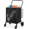 VEVOR Folding Shopping Cart with Removable Waterproof Liner, 330LBS Large Capacity Jumbo Grocery Cart with Dual Basket, 360¬∞ Swivel Wheels