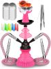 Hookah set with everything Pink Hookah Set 2 Hose Hookah LilOne 12' Pink Mini Hookah 2 Hose Hookah Set with 50x Foil Big Silicone Bowl 10x Tips 2x Mou