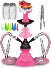 Hookah set with everything Pink Hookah Set 2 Hose Hookah LilOne 12' Pink Mini Hookah 2 Hose Hookah Set with 50x Foil Big Silicone Bowl 10x Tips 2x Mou