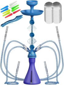 Blue 4 Hose Hookah Set with Everything Portable good for traveling