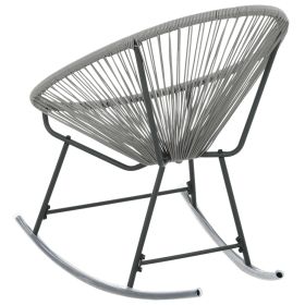 vidaXL Outdoor Rocking Moon Chair Grey Poly Rattan