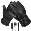 Electric Heated Gloves USB Plug Touchscreen Thermal Gloves Leather Windproof Winter Hands Warmer Unisex