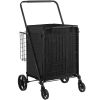 VEVOR Folding Shopping Cart with Removable Waterproof Liner, 330LBS Large Capacity Jumbo Grocery Cart with Dual Basket, 360¬∞ Swivel Wheels