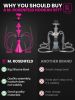 Hookah Set With Everything 4 Hose Pink Hookah with 50x Foil Big Silicone Bowl 10x Tips 4x Mouthpiece 4x Hookah Hose Tongs Hookah Kit