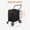 VEVOR Folding Shopping Cart with Removable Waterproof Liner, 330LBS Large Capacity Jumbo Grocery Cart with Dual Basket, 360¬∞ Swivel Wheels