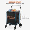 VEVOR Folding Shopping Cart with Removable Waterproof Liner, 330LBS Large Capacity Jumbo Grocery Cart with Dual Basket, 360¬∞ Swivel Wheels