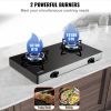 VEVOR Gas Cooktop 28 inch, Max 10100BTU 2 Burners Tempered Glass Countertop Gas Stove Top