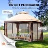 VEVOR Patio Gazebo for 10-12 Person, 10 x 13 FT Backyard Gazebo, with Mosquito Netting, Metal Frame, and PU Coated 180G Polyester