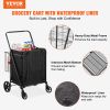 VEVOR Folding Shopping Cart with Removable Waterproof Liner, 330LBS Large Capacity Jumbo Grocery Cart with Dual Basket, 360¬∞ Swivel Wheels