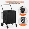 VEVOR Folding Shopping Cart with Removable Waterproof Liner, 330LBS Large Capacity Jumbo Grocery Cart with Dual Basket, 360¬∞ Swivel Wheels