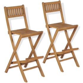 vidaXL 3 Piece Bistro Set with Folding Chairs Solid Teak Wood