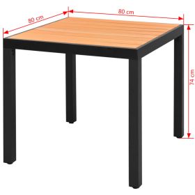 vidaXL Patio Table Brown 31.5"x31.5"x29.1" Aluminum and WPC