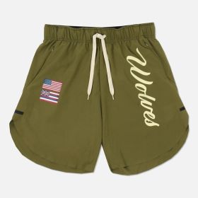 Casual Running Breathable Wicking Speed Bar Tide Men's Shorts (Option: Army Green-XL)