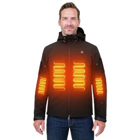 Heated Jacket For Men ANTARCTICA GEAR Winter Coat With 12V 16000mAh Battery Pack, Soft Shell Heating Hood Jacket (Option: Black-L)