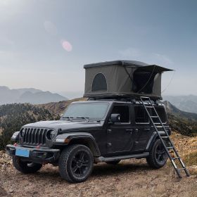 Trustmade Hard Shell Rooftop Tent 2mins Setup 100% Waterproof 50mm Mattress Pick Up Available (Color: Black+Grey)