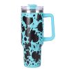 40oz 5D cowprint Insulated Tumbler With Handle And Straw Lid Portable Large Capacity water bottle, Heat preservation