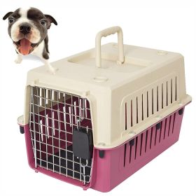 Plastic Cat & Dog Carrier Cage with Chrome Door Portable Pet Box Airline Approved, Medium, Blue/Red (SKU: KM0078-Red)