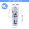 1pc 40oz Water Bottles,5D Little Turtle Series Tumbler,Large Capacity Stainless Steel Tumbler Insulation Cup With Lid And Straw For Women,Camping