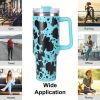 40oz 5D cowprint Insulated Tumbler With Handle And Straw Lid Portable Large Capacity water bottle, Heat preservation