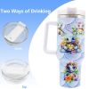 1pc 40oz Water Bottles,5D Little Turtle Series Tumbler,Large Capacity Stainless Steel Tumbler Insulation Cup With Lid And Straw For Women,Camping