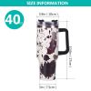 40oz 5D cowprint Insulated Tumbler With Handle And Straw Lid Portable Large Capacity water bottle, Heat preservation